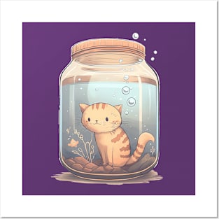 Kitty in the jar anime kawai design Posters and Art